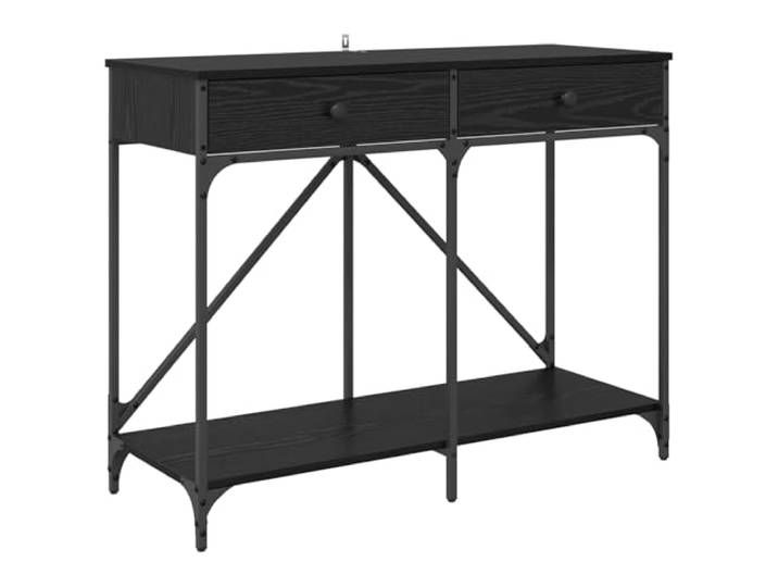 LMTYOENFG Konsolentisch Eichen-Optik Flurtisch Schwarz 100x39x78,5 cm Industriedesign mit Stauraum für Wohnzimmer und Flur: Robuste Metallbeine treffen auf fleckenresistente Oberfläche.