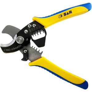 S&R Kabelschere 580010170, 3in1 Elektro-Kabelschneider, bis 10 mm², mit Doppelschneide & Mehrkomponentengriffen, 170 mm