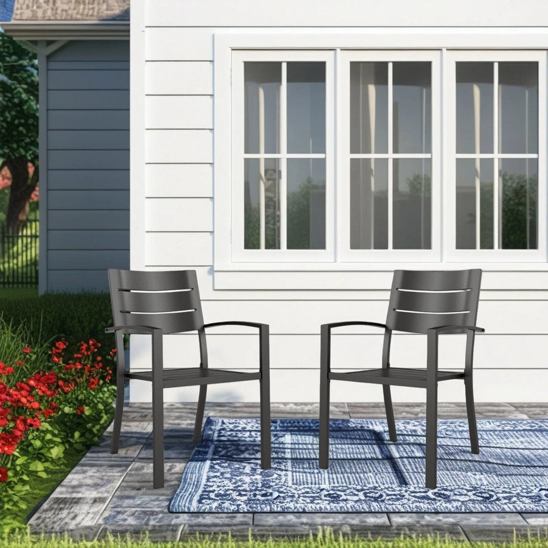 EUCamping World Int. (Alphamarts) Patio Stackable Dining Armchair Black 88.9cm H X 57.9cm W X 58cm D