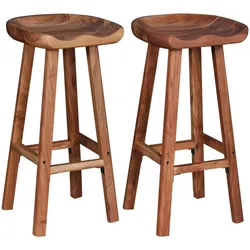 Helloshop26 - 2er-Set Design-Barhocker Stuhl Sitz Akazienholz