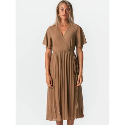 Jerseykleid TEESHOPPEN "TEESHOPPEN Dress Lina", Damen, Gr. Lx34, sand, Obermaterial: 100% Polyester, Kleider Jerseykleid