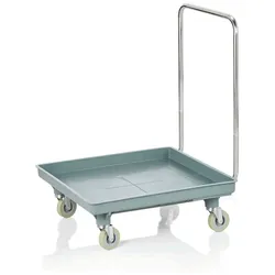 2x Transportwagen mit Gruff 53 x 53 cm, 4 schwenkbare Rollen, Edelstahl, Polypropylen