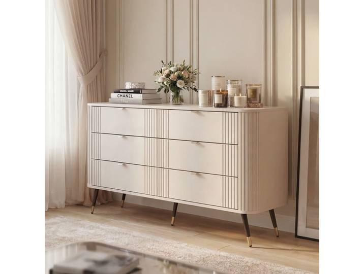 Commode Salon AURA - 6 tiroirs - Commode Chambre - 138x40x80 cm - Cachemire