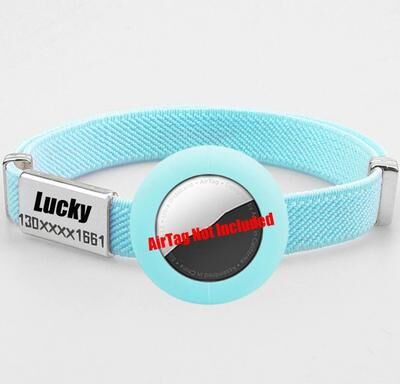 Uplift Essentials Fashion Airtag Cat Collar With Elastic Safety And Customized ID Tag sky Blue