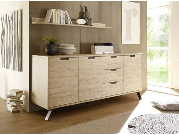 Bahut 3 portes 3 tiroirs Goa chene blond - Basika