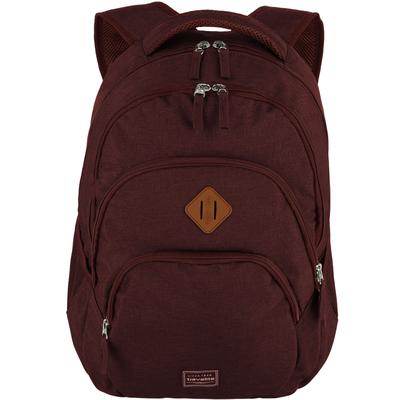 Laptoprucksack TRAVELITE "BASICS Melange", Gr. B/H/T: 31cm x 45cm x 16cm, rot (bordeaux), Polyester, unifarben, Basic, Rucksäcke Laptoprucksack, ideal für Freizeit, Arbeit, Schule und Reisen