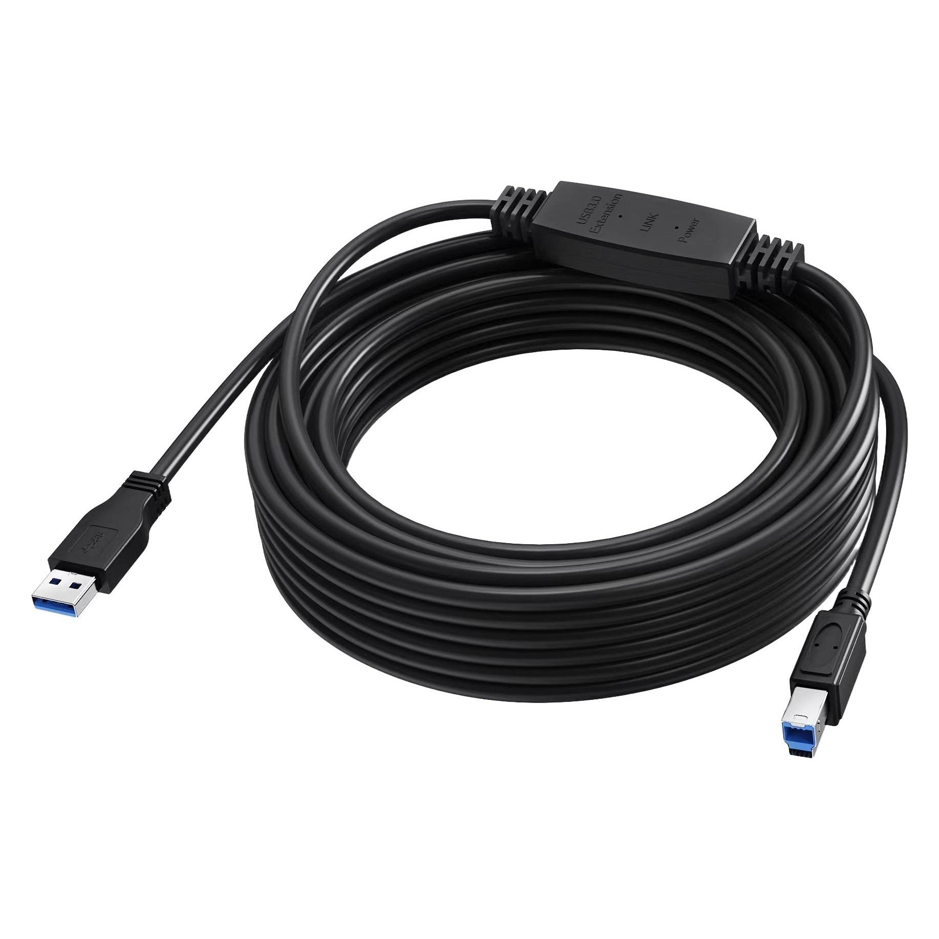 Vision "10 m langes schwarzes USB-3.0-Verlängerungskabel" (10 m, USB 3.2 Gen 1) (TC 10MUSB3.0+/BL)