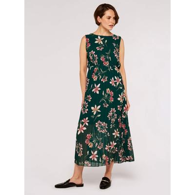 Midikleid APRICOT "Florales Plisseekleid", Damen, Gr. S (36), N-Gr, grün, gewebt, Obermaterial: 100% Polyester PES., geblümt, Kleider Midikleid, beidseitig tragbar