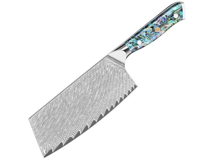 KingLux Damastmesser Küchenmesser Nakirimesser 18cm Damaststahl Hackmesser Fleischmesser