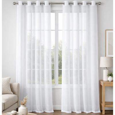 Home Mart Goods "White Sheer Window Grommet Curtain Set - 90"" Inches Long ( 2 Panels) - 54"" x 90"""