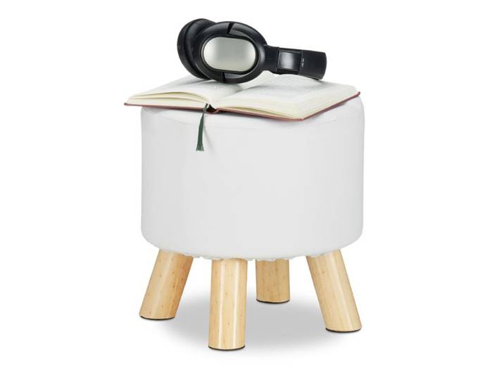 Relaxdays Tabouret similicuir 4 pieds bois