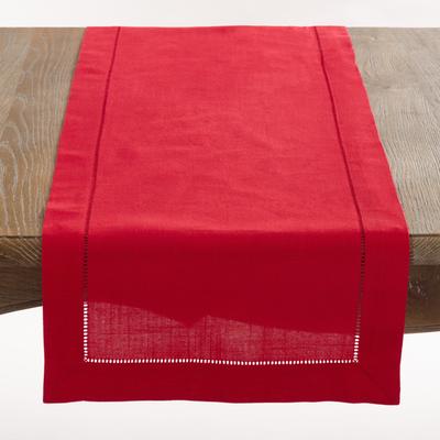 Saro Lifestyle Classic Hemstitch Table Runner - Textured Border Runner for Dining & Formal Entertaining