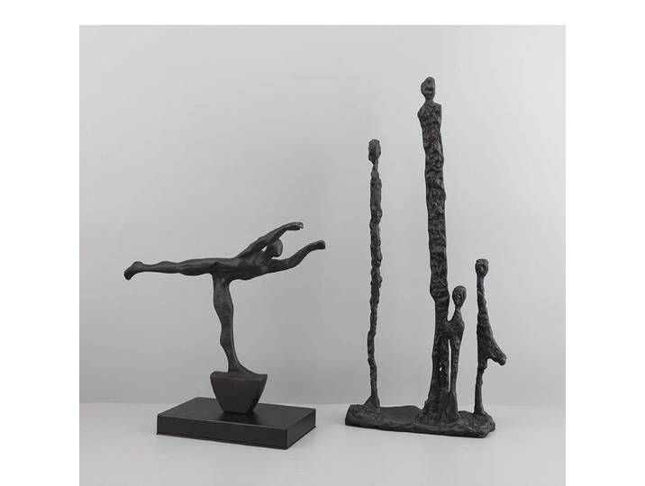 Sculpture de figurines abstraites minimalistes, ornements en fonte noire, décoration de bureau, Statue de personnage en métal, artisanat, décoration de maison moderne
