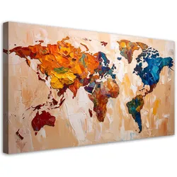 LEINWANDBILD Bunte Weltkarte 80x40cm