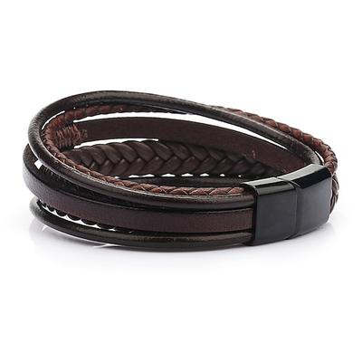 Herren Lederarmbänder Klassisch Vorstellen Stilvoll Einfach Ethnisch Modisch Beiläufig / sportlich Kunstleder Armband Schmuck Schwarz / Braun Für Schulanfang Geschenk Täglich Abiball Festival
