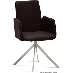 ARMLEHNSTUHL (4er-Set) Dorina 52x92x60 Edelstahl/Espresso
