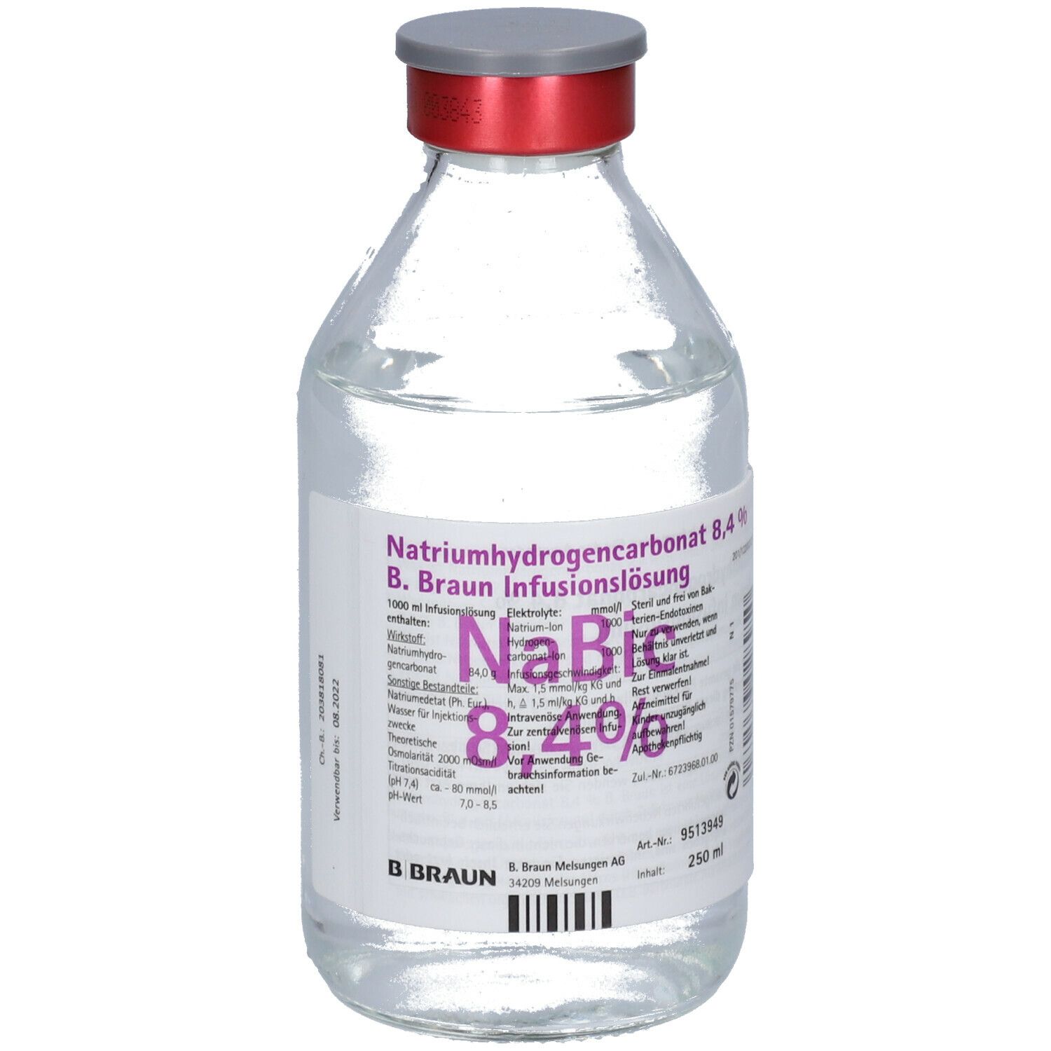 Natriumhydrogencarbonat B.Braun 8,4% Glas 250 ml Infusionslösung