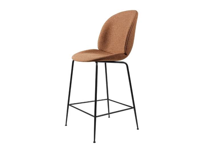 GUBI Beetle Fully Upholstered Barhocker niedrig Around bouclé 032-black