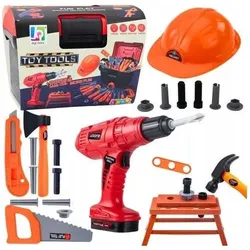 Lean Toys Lean Handwerker-Set Werkzeugkasten Akku-Bohrmaschine 55El
