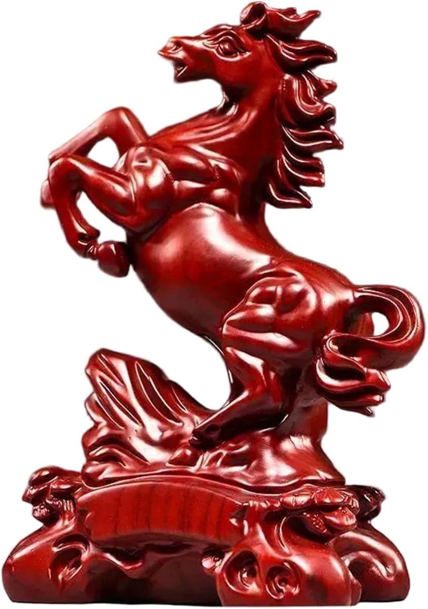 Rood Houten Paard Beeldje voor Feng Shui Decoratie