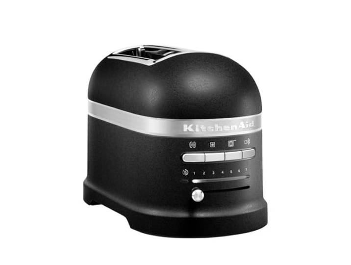KitchenAid ARTISAN 2 Scheiben Toaster 5KMT2204 (Gusseisen Schwarz) Röstet Brioche, Bagels und dickes Bauernbrot gleichmäßig; 7 Bräunungsstufen, Sandwich-Aufsatz, ikonisches Metallgehäuse