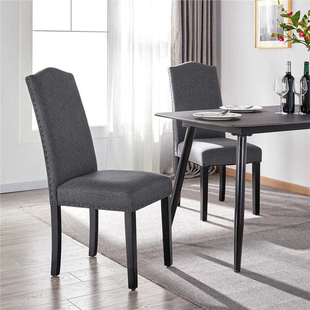 Yaheetech 50.5cm H Fabric Upholstered Side Chair Grey 103cm H X 45.5cm W X 62cm D
