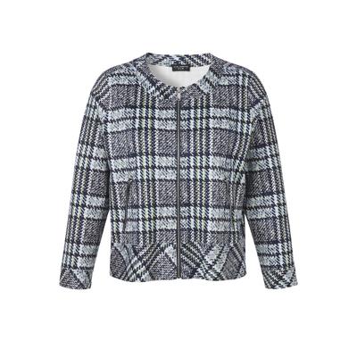 Winterjacke VIA APPIA DUE "VIA APPIA DUE Jacke", Damen, Gr. 48, bunt (indigo multicolor), Obermaterial: 95% Polyester PES. 5% Elasthan EL., regular fit, Rundhals, Jacken Winterjacke, Große Größen