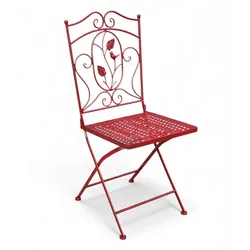 DanDiBo Gartenstuhl Klappbar Antik Rot Metall Rosso Wetterfest 90cm 96710 Metallstuhl Eisenstuhl Balkonstuhl Terrassenstuhl Bistrostuhl Klappstuhl