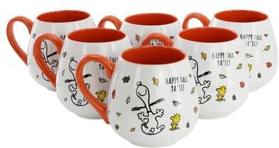 Peanuts Happy Fall Ya'll 20 Ounce 6 Piece Stoneware Mug Set in Orange