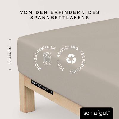 Spannbettlaken SCHLAFGUT "Soft Contact", beige (sand mid), L:200cm, Feinbiber, Obermaterial: 100% Baumwolle, Bettlaken, Spannbettlaken, 100% Bio Baumwolle
