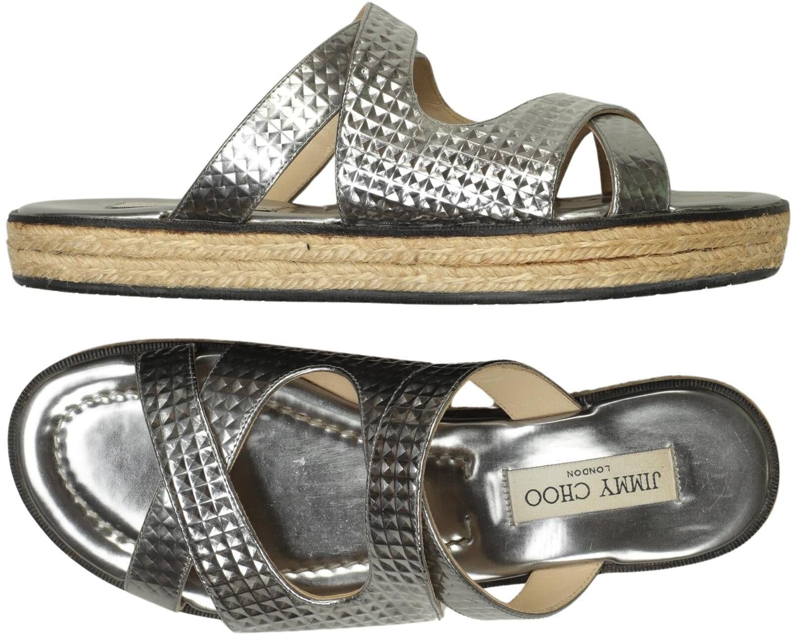 Jimmy Choo Damen Sandalen, Silber, Gr. EU 38.5, Leder - Second Hand