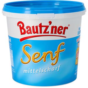 Bautzner Senf mittelscharf, fein, ohne Konservierungsstoffe, im Eimer, 1 Liter