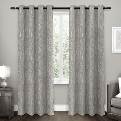 ATI Home Forest Hill Woven Room Darkening Blackout Grommet Top Curtain Panel Pair