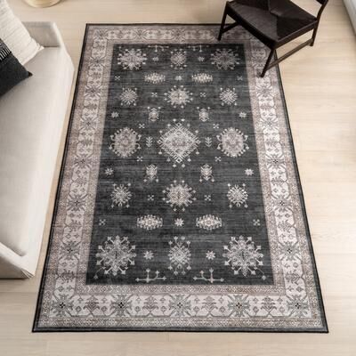 Nuloom Moxie SplashGuard Traditional Bordered Machine Washable Area Rug