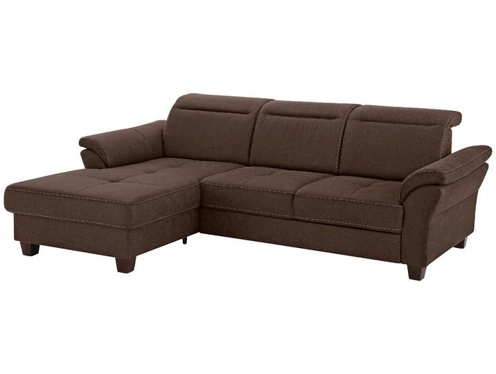 Ecksofa, Luxus-Microfaser, Dunkelbraun 255×185 cm, Mit Recamiere & Sitztiefenverstellung, Modern, Home-affaire