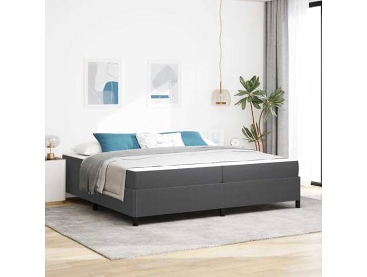 KTHLBRH Doppelbett 200x200 Dunkelgrau mit Matratze Struktur aus Holz, atmungsaktives Gewebe, Taschenfedern, Traglast 280 kg