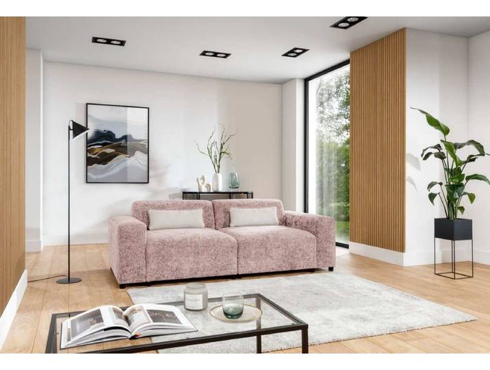 Designer 2er Sofa Napoli - Rosé - Stoff - Luxusbetten24