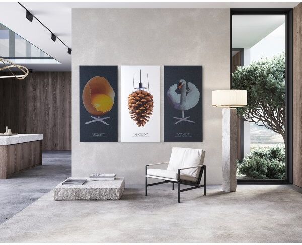 FibroTech Akustikbillede Koglen, 9mm, 60x120cm, Hvid