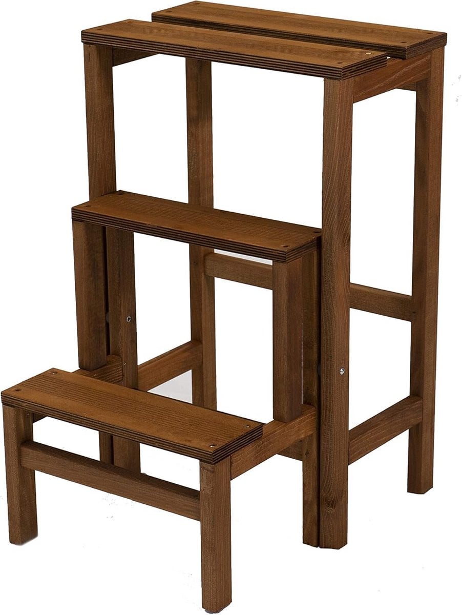 Houten 3-treden opvouwbare ladder