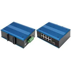Digitus 8-Port 10/100Base-TX(PoE) to 100Base-FX Industrial PoE Switch (8 Ports), Netzwerk Switch, Blau, Schwarz