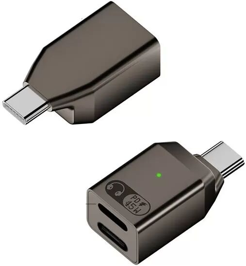 INF Adaptateur Audio Lighting Femelle + USB-C Femelle vers USB-C Mâle - Transfert Audio HI-FI & Charge Rapide 45W Gris