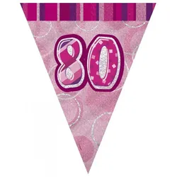 80. Geburtstag | Wimpelkette pink