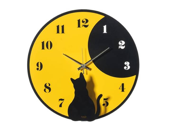 Arti & Mestieri Moon Whiskers - Montre Design 100% fabriquée en Italie - en Fer\, 43 cm (Noir et Jaune)