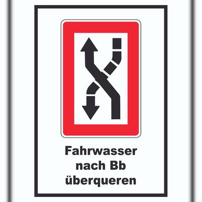HB-Druck Fahrwasser nach Backbord zu überqueren Symbol und Text A0 (841x1189mm)