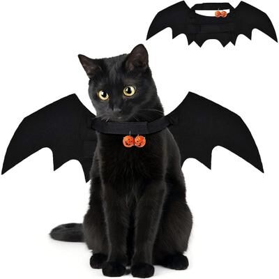 Inspire Curations Spooky Wings Pet Costume Halloween Pet Costume With Bat Wings & Spider Harness For Cats And Dogs bat And Bell Large