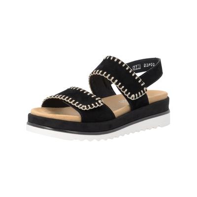 Keilsandalette REMONTE "Remonte Sandalen Leder", Damen, Gr. 38, schwarz, Leder, Schuhe