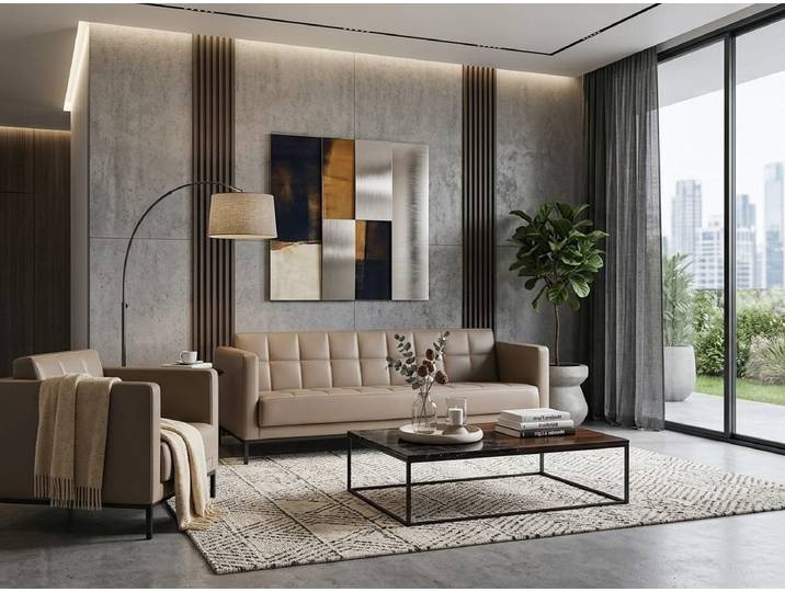 Xlmoebel Polstergarnitur 3-Sitzer-Sofa Braun Sessel modern funktional ergonomisch, (1-tlg)