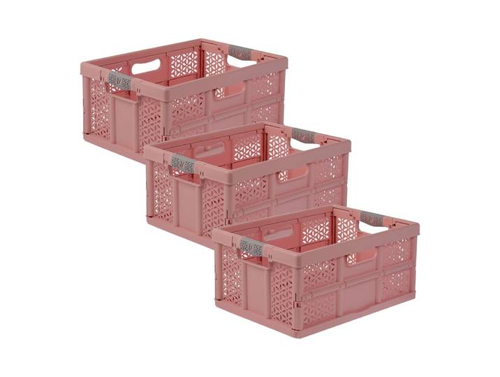 Klappbox KEEEPER lea, 3er Set , nordic rot, B:35cm H:48,5cm T:14cm, Kunststoff, Einkaufskörbe, Klappbox, Profi-Klappbox mit Softgriffen