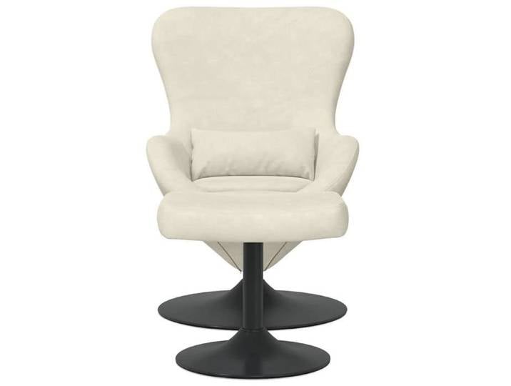 {January Sale}Fauteuil œuf - Chaise Relax simple Fauteuil pour séjour - avec Pouf Crème 63x73x90 cm Velours 8_6933457