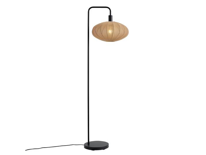 Lampadaire Japandi noir avec abat-jour marron en tissu - Bida